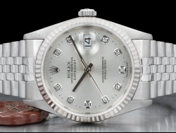 Rolex Datejust 36 Argento Jubilee Silver Lining Diamonds Dial  16234